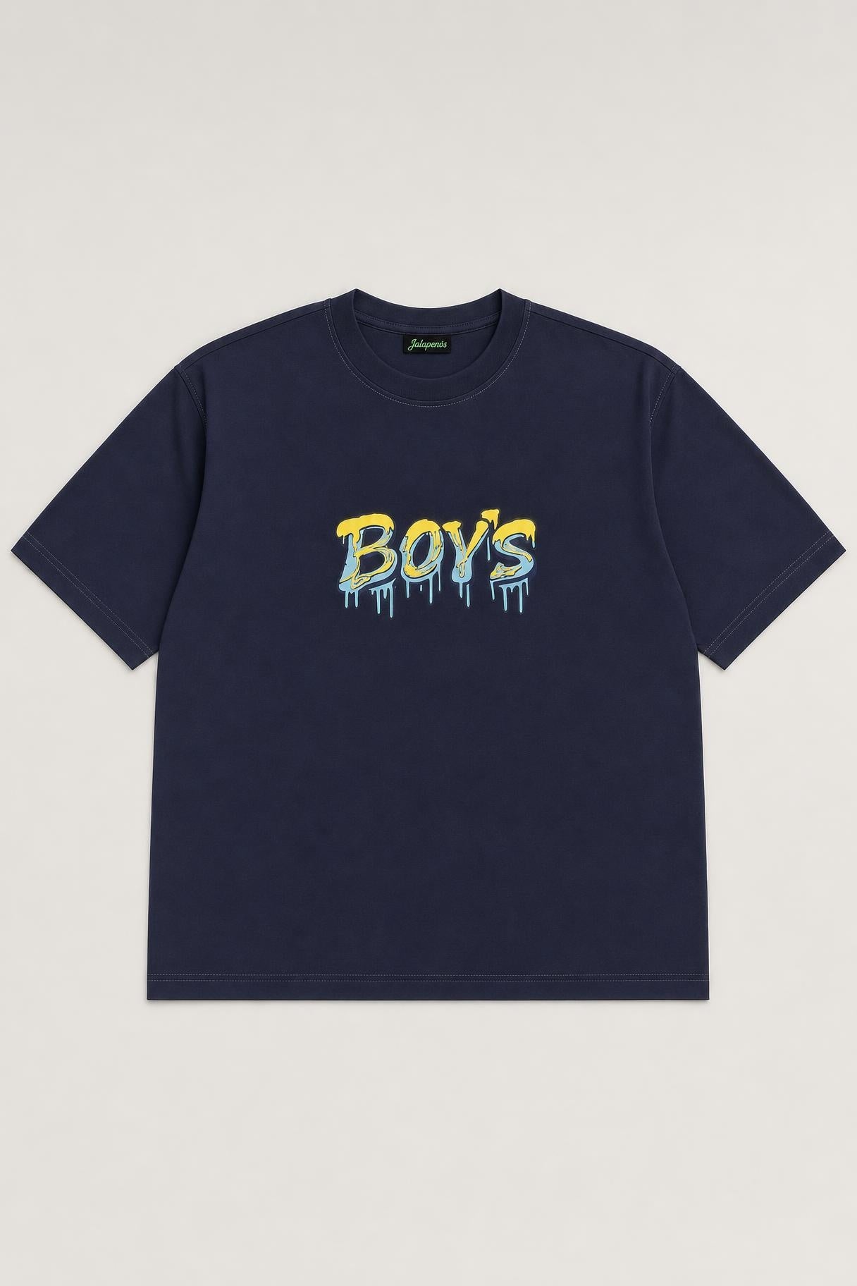 Boys graffiti oversized tee in navy, flat lay