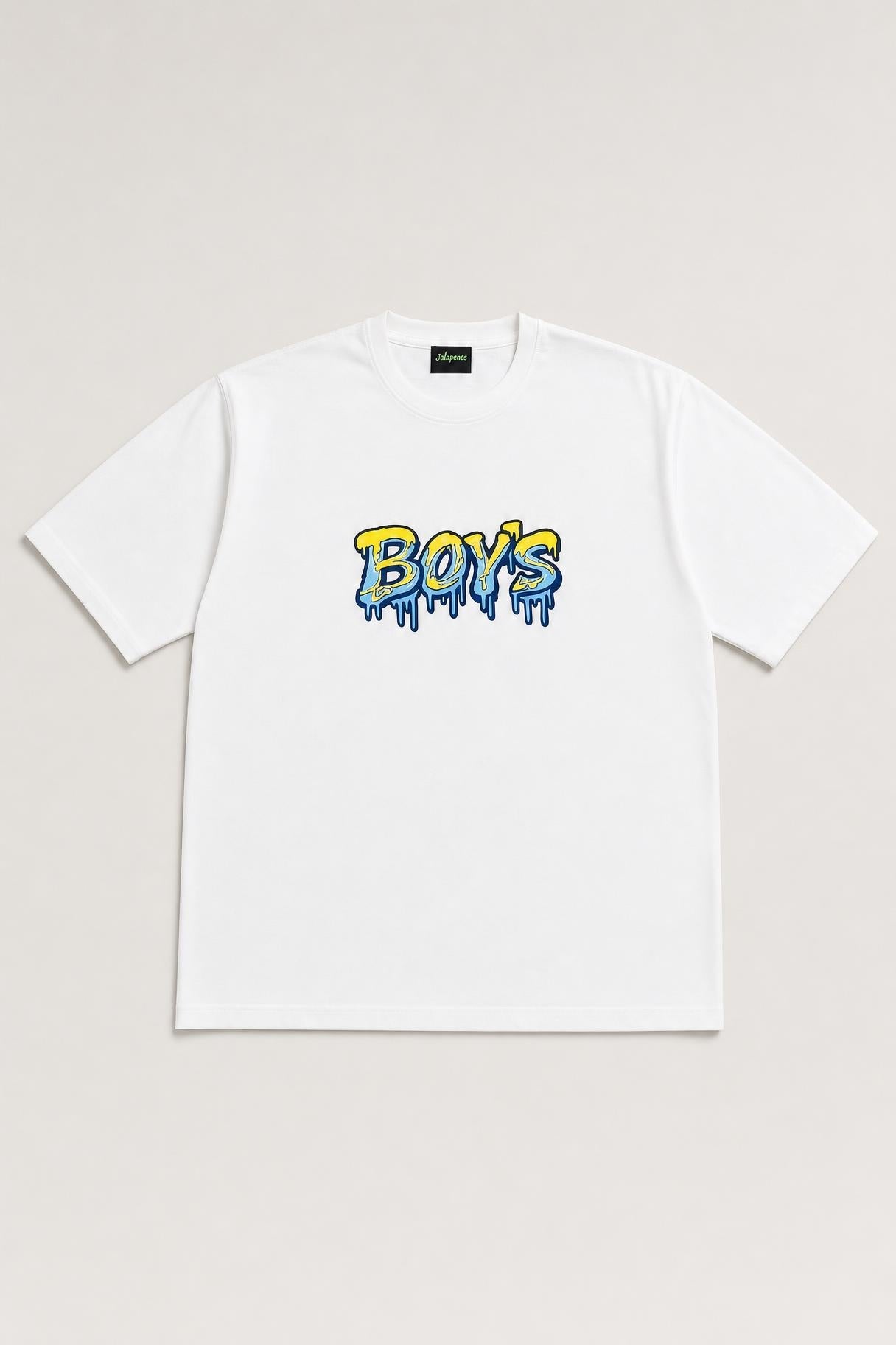 Boys graffiti oversized tee in white, flat lay