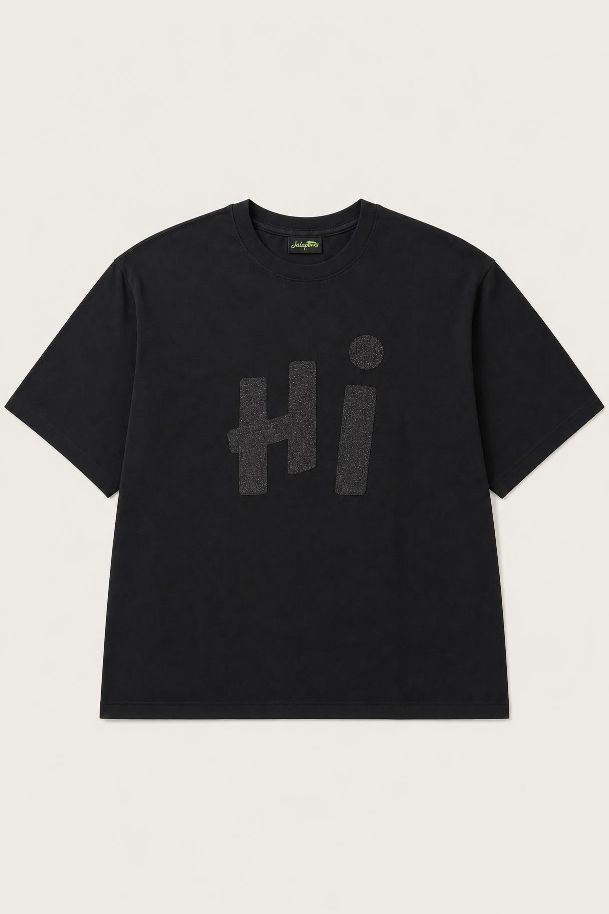Hi glitter oversized tee in black, flat lay