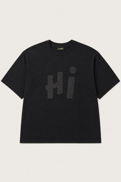Hi glitter oversized tee in black, flat lay