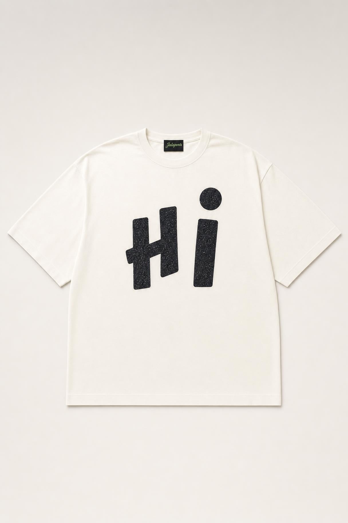 Hi glitter oversized tee in white, flat lay