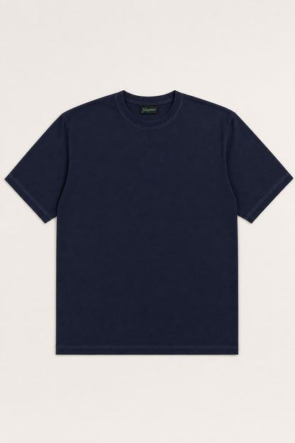 Plain oversized tee in navy, flat lay
