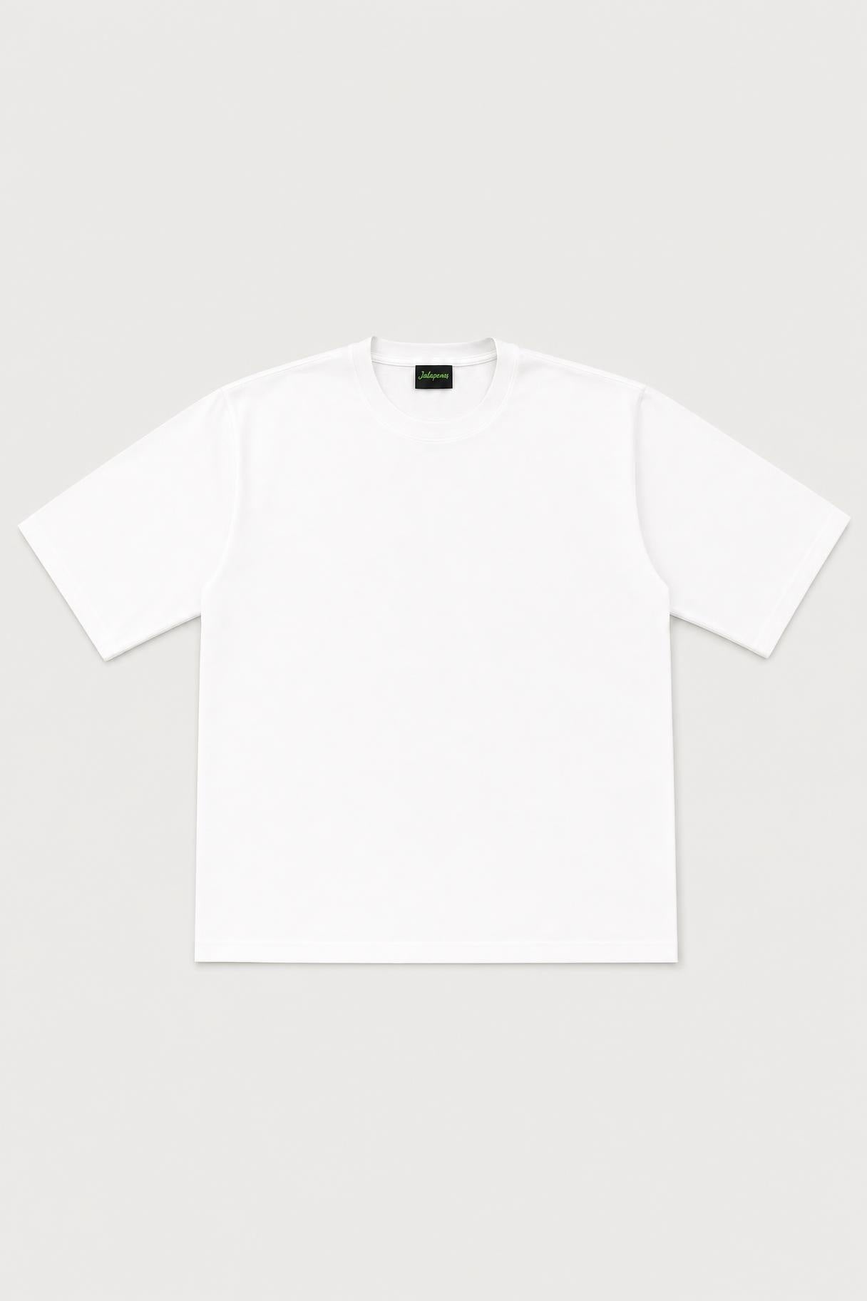 Plain oversized tee in white, flat lay