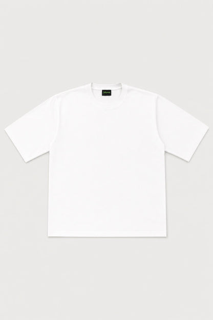 Plain oversized tee in white, flat lay